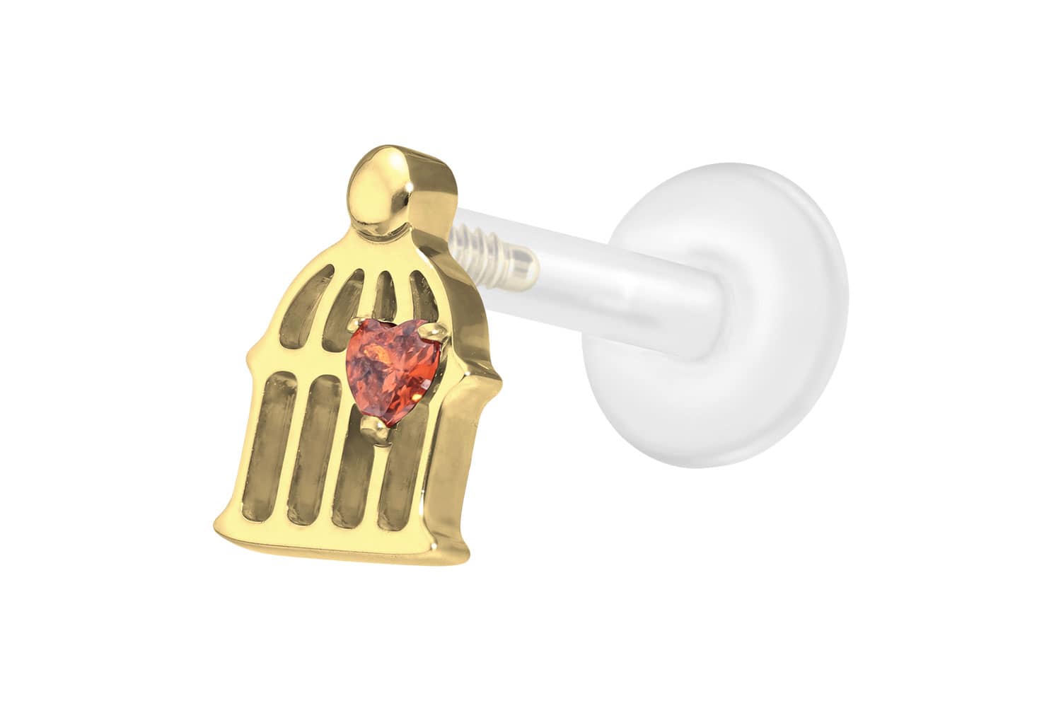 PTFE Labret Piercing mit Innengewinde + Titan-Aufsatz KÄFIG